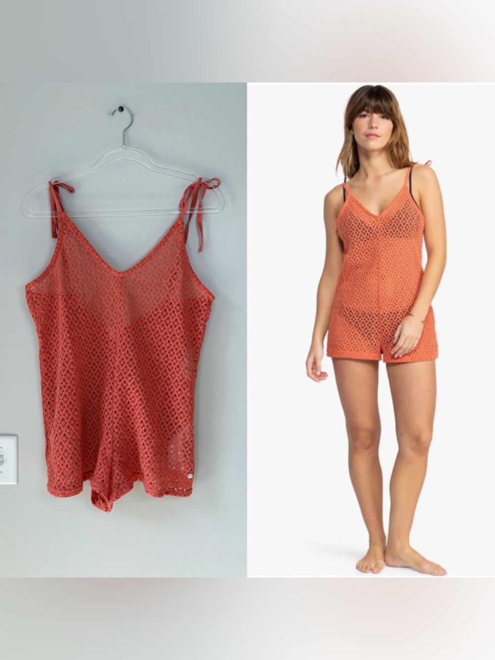 ROXY Ocean Riders Open Stitch Cotton Blend Cover-Up Romper